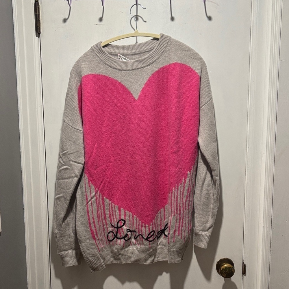 KERRI ROSENTHAL cashmere heart sweater size medium